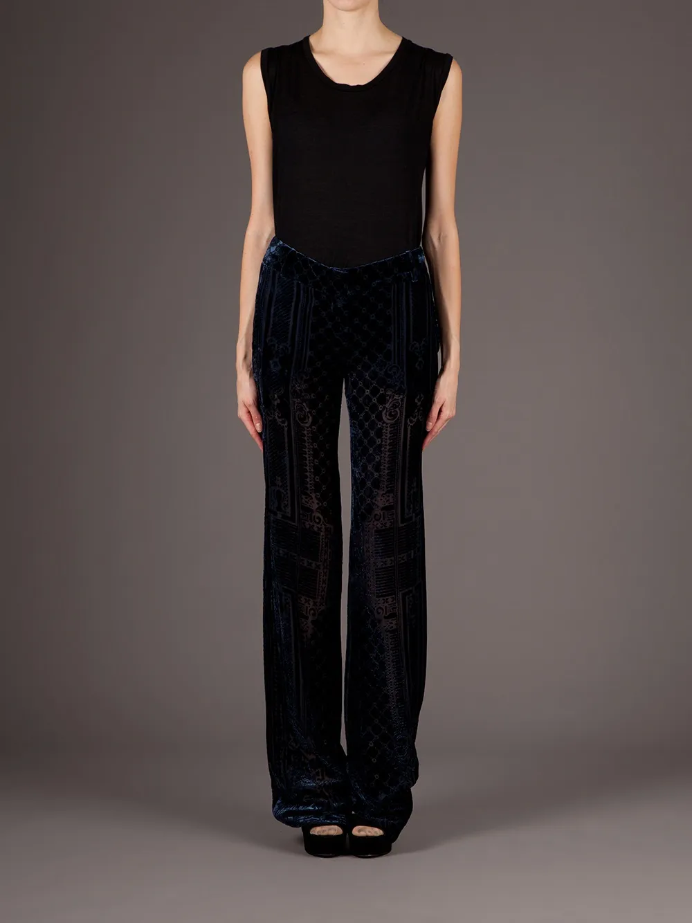 Balmain brocade wide leg trouser - Blauw