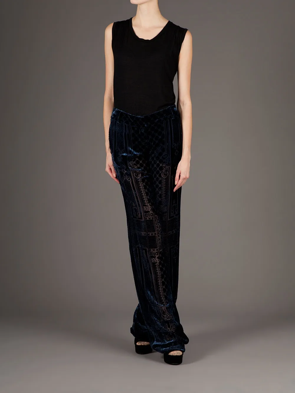  Balmain Brocade Wide Leg Trouser - Azul 