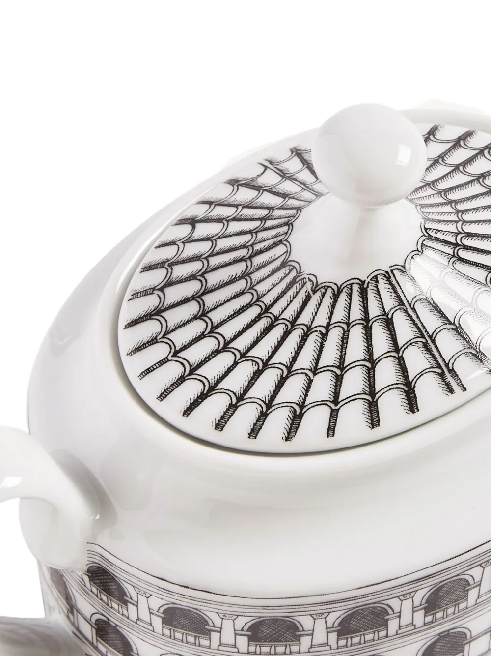  Fornasetti Zuckerdose Mit Henkeln   Grau 