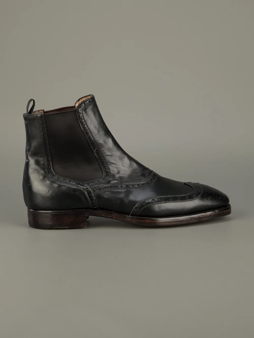 Premiata Brogue Chelsea Boot In Black