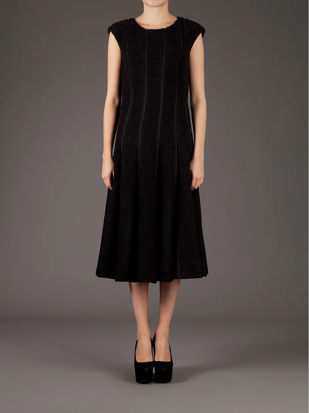 Giambattista Valli pleated flared dress - Zwart