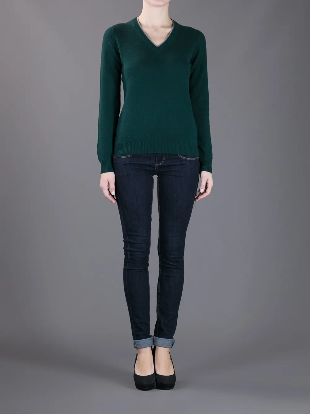 Authentic Original Vintage Style v-neck sweater - Groen