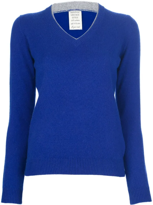 Authentic Original Vintage Style v neck Sweater Blue FARFETCH PH