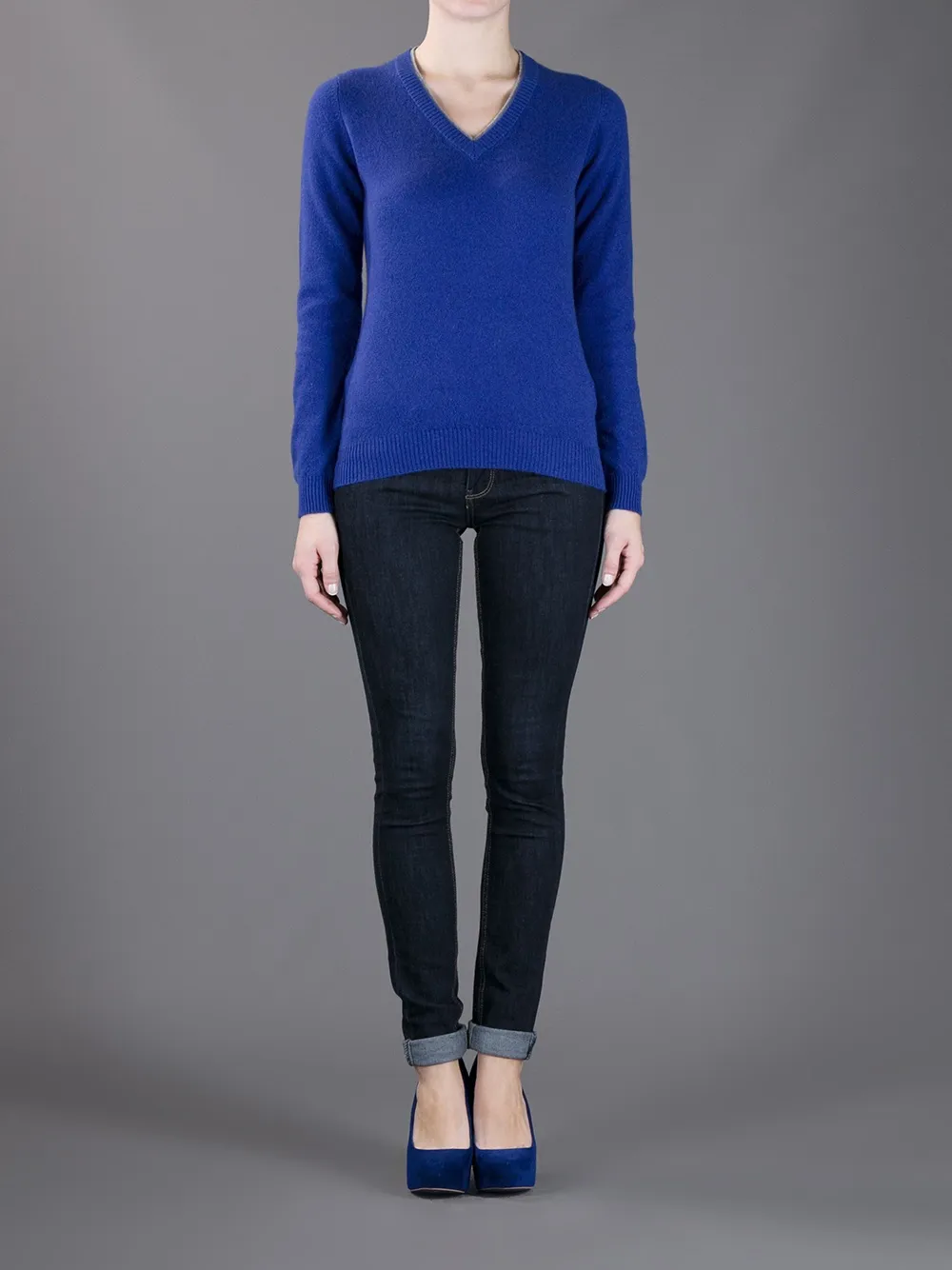 Authentic Original Vintage Style v-neck sweater - Blauw
