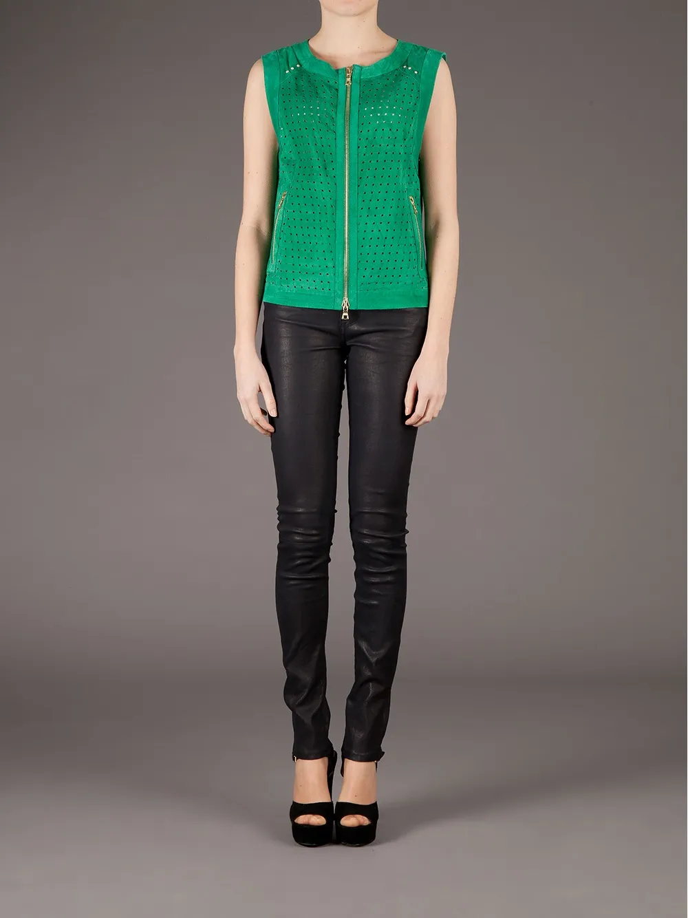 Drome Woven leather top Groen