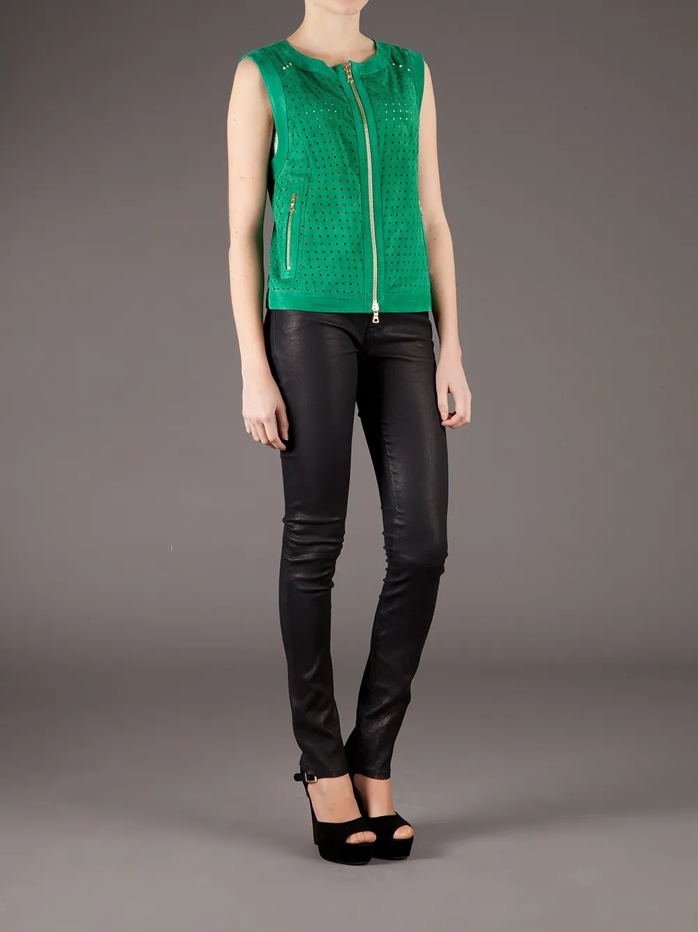 Drome Woven leather top Groen