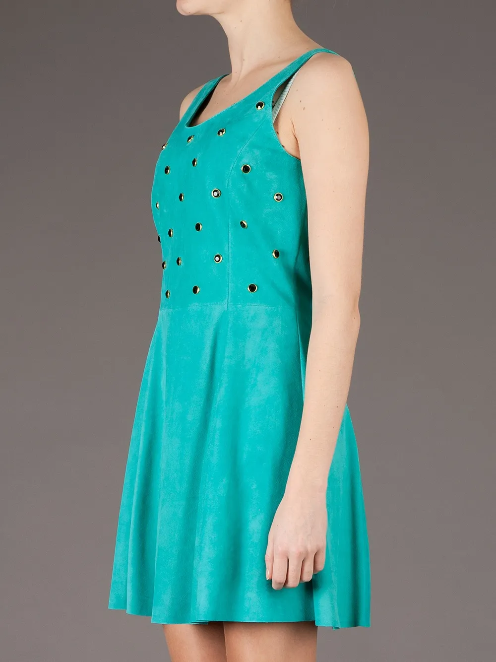 Drome Embellished Leather Dress In Green