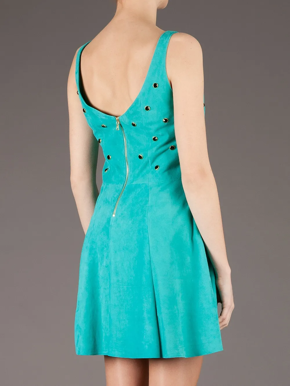 Drome Embellished Leather Dress In Green