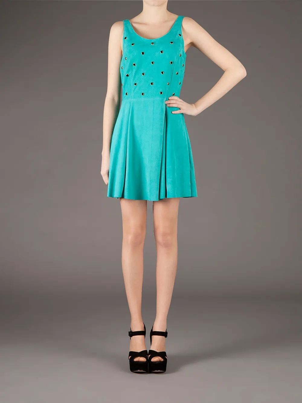 Drome Embellished Leather Dress In Green