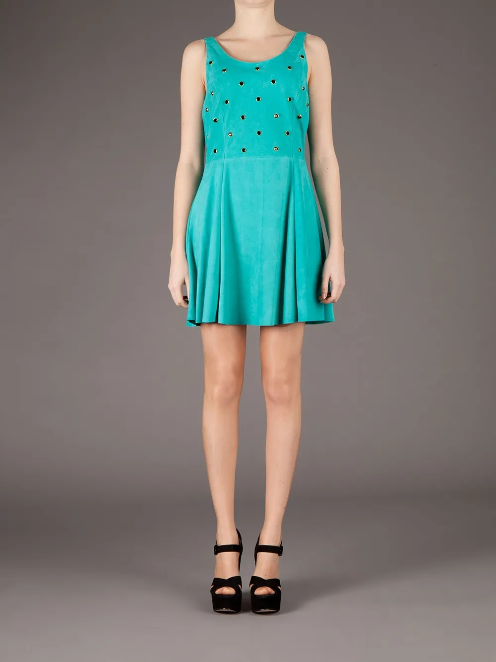Drome Embellished Leather Dress In Green