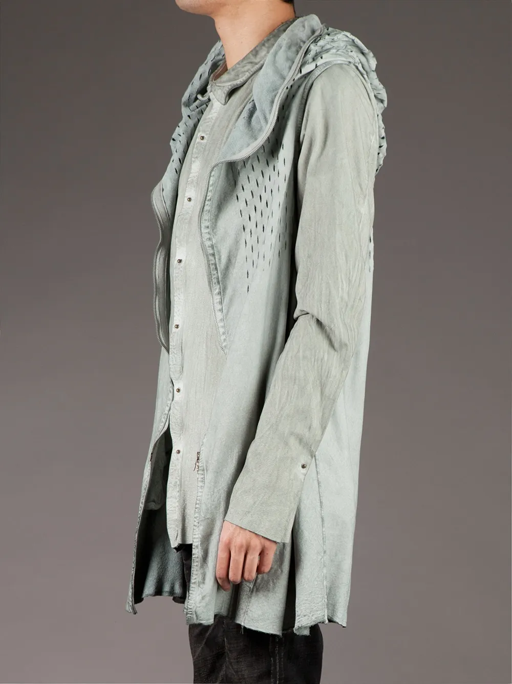 Isaac Sellam Experience perforated long gilet Grijs