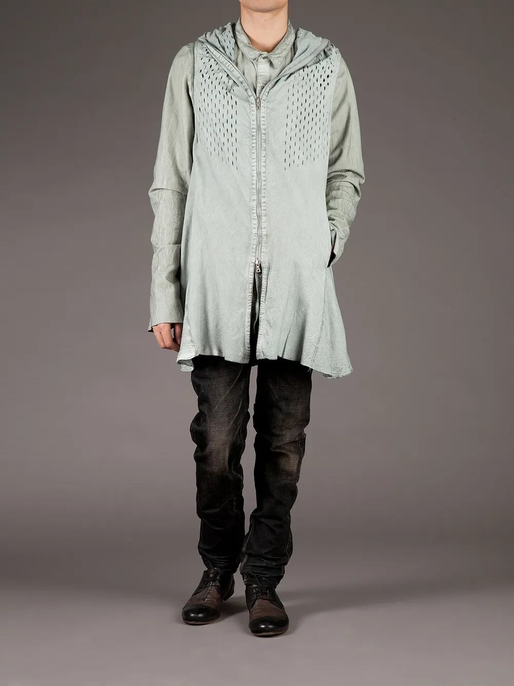 Isaac Sellam Experience perforated long gilet Grijs