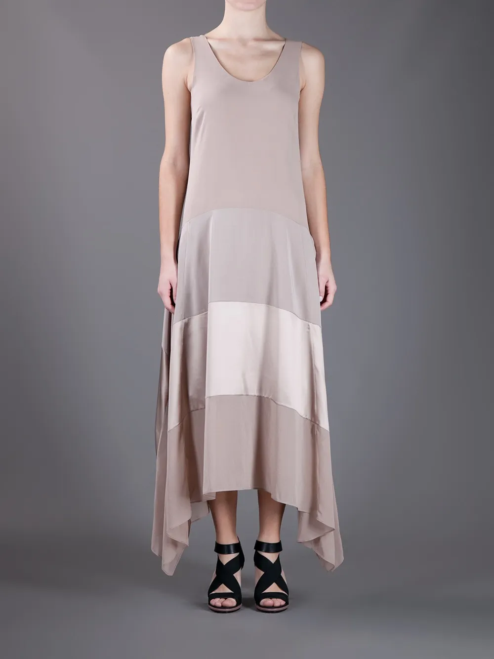 Brunello Cucinelli Panel Maxi Dress In Gray