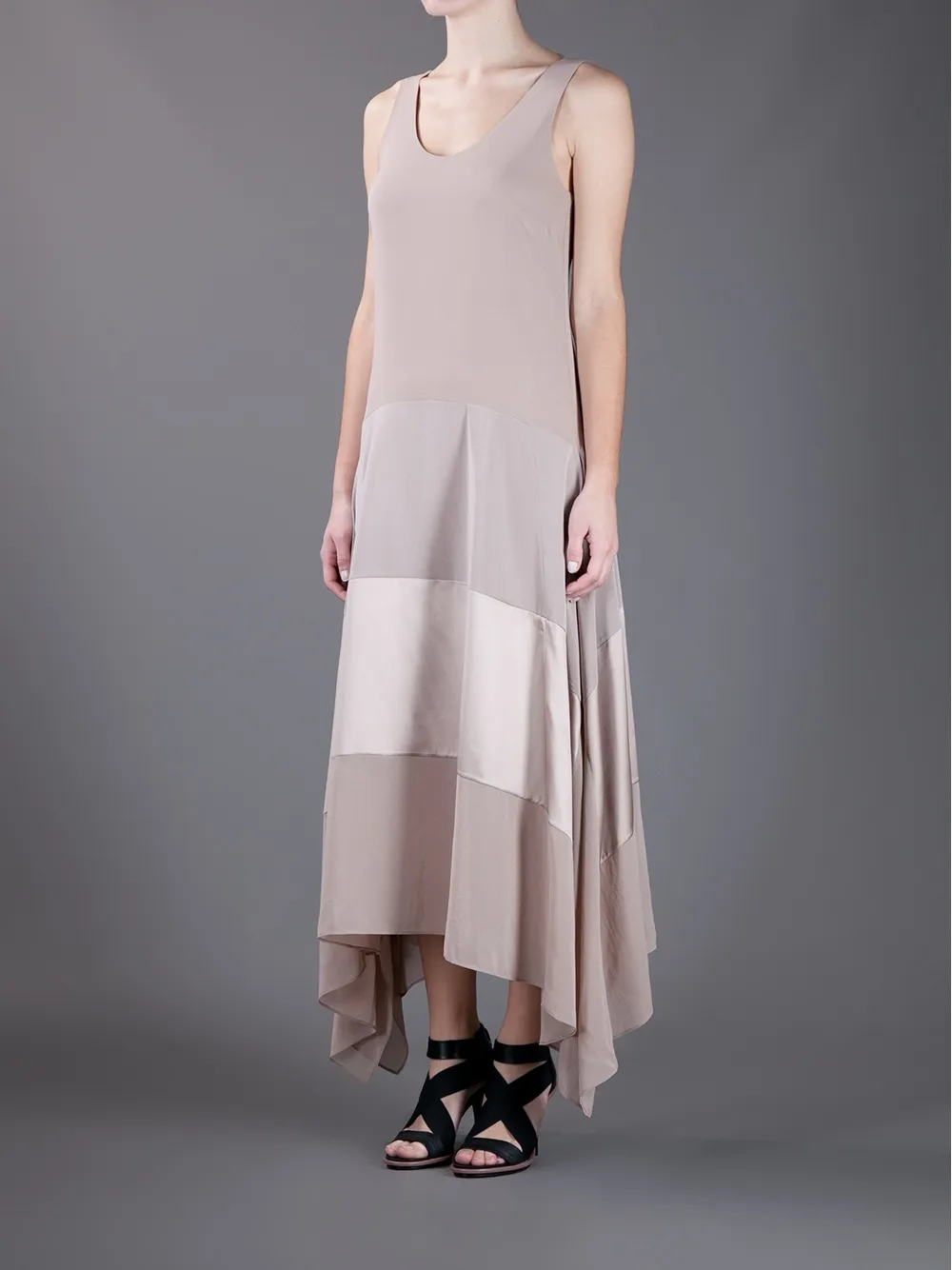 Brunello Cucinelli Panel Maxi Dress In Gray