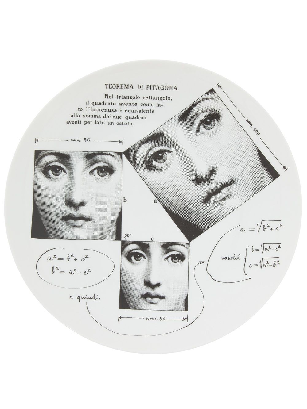 Fornasetti Printed China Plate In White
