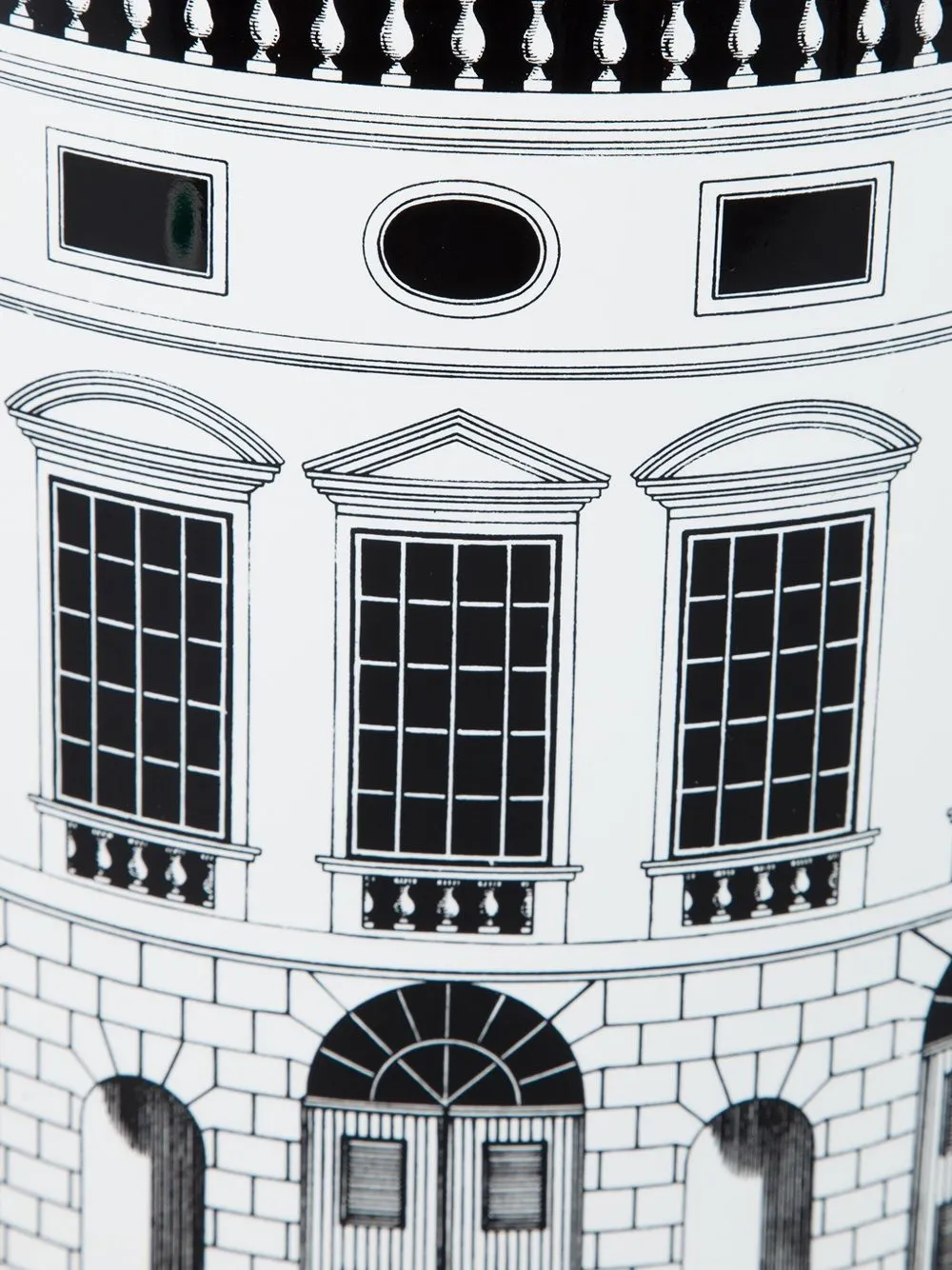 Fornasetti Papierkorb Mit Print   Schwarz 