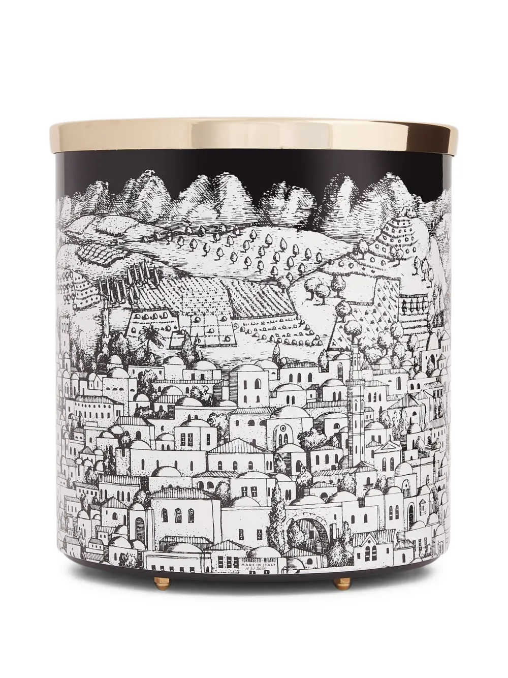  Fornasetti Jerusalem Paper Basket - Black 