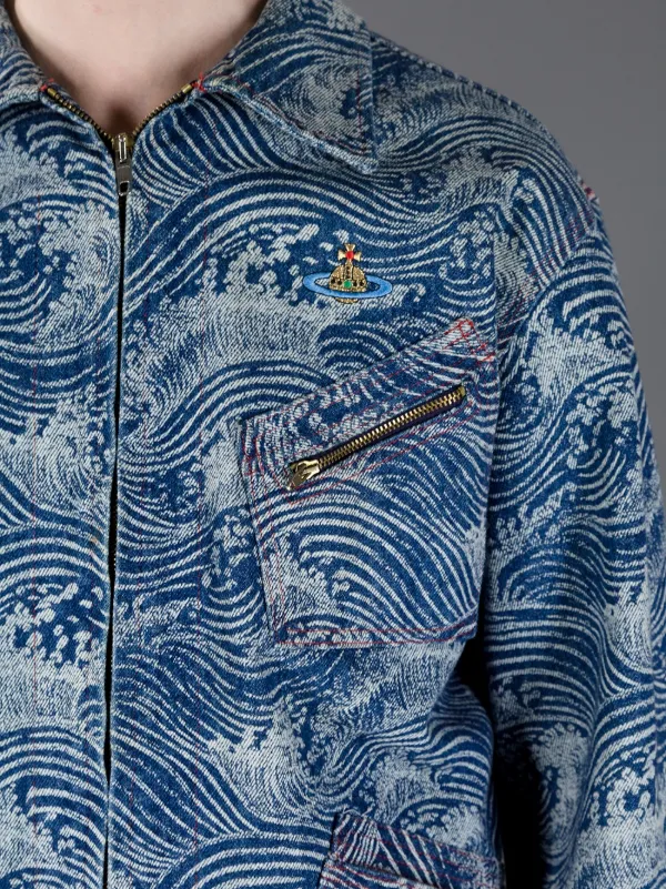 patterned denim jacket