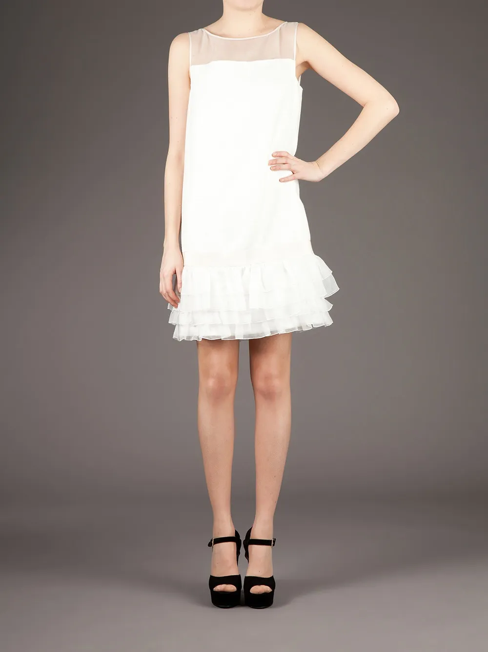 Giambattista Valli Drop-waisted Shift Dress In Neutral