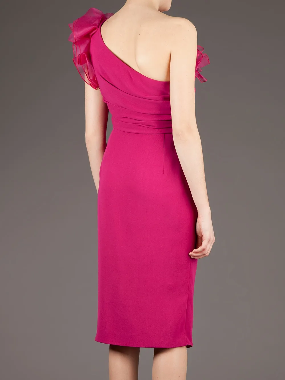 Giambattista Valli One Shoulder Ruffle Dress In Pink