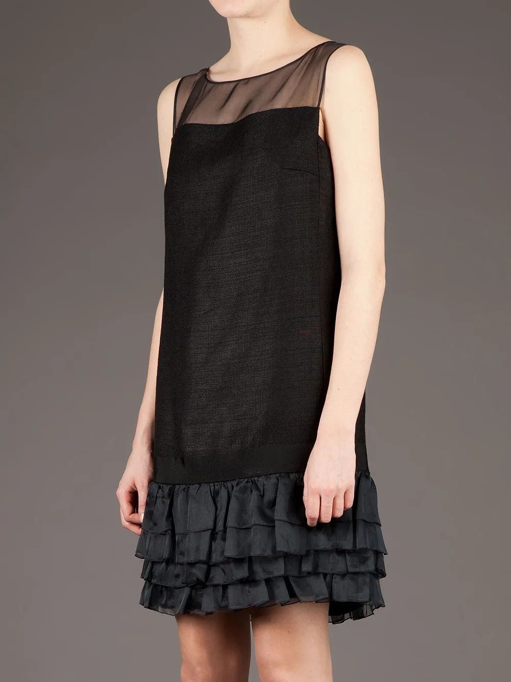 Giambattista Valli Ruffle Hem Dress In Black