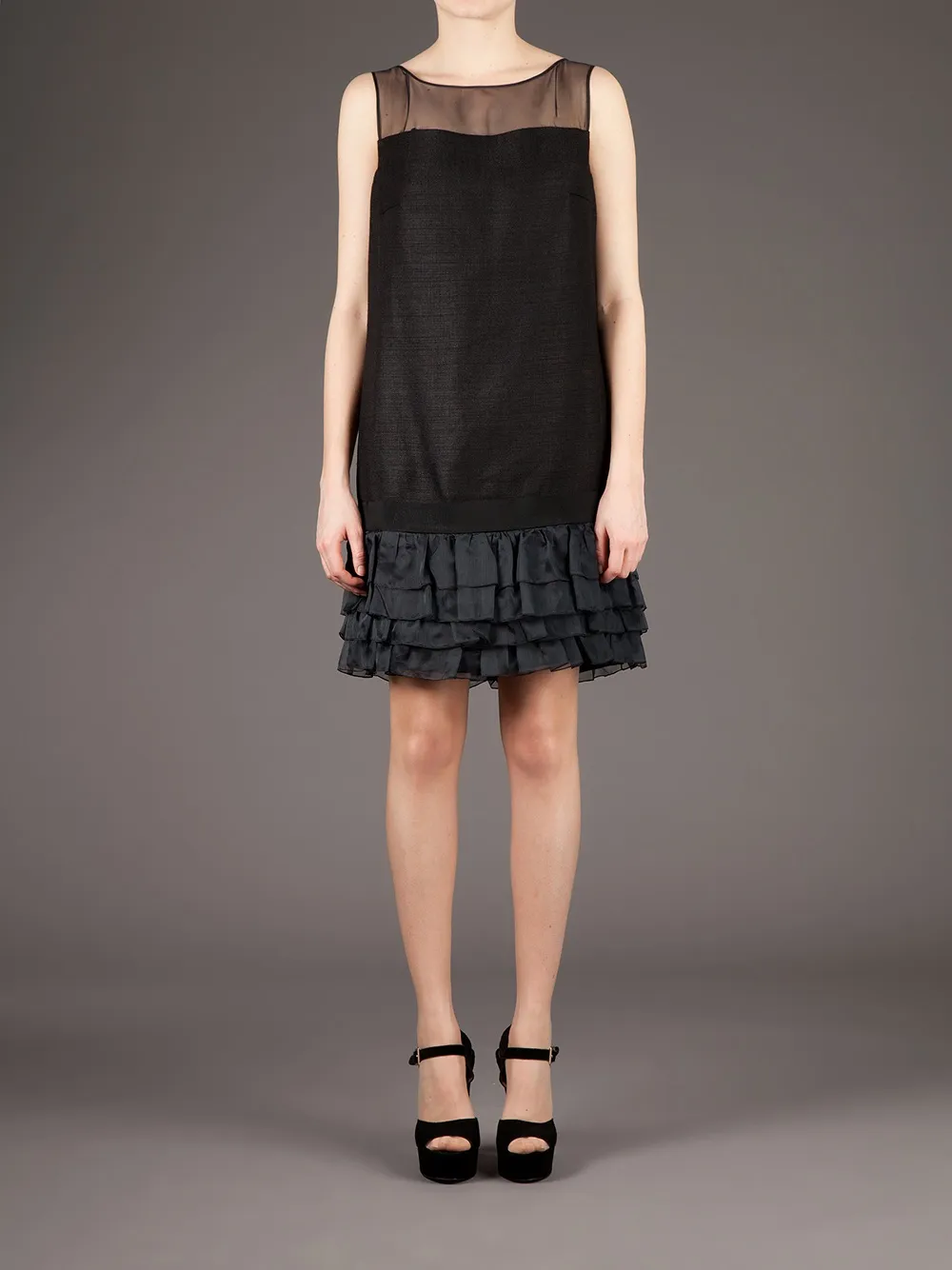 Giambattista Valli ruffle hem dress - Zwart