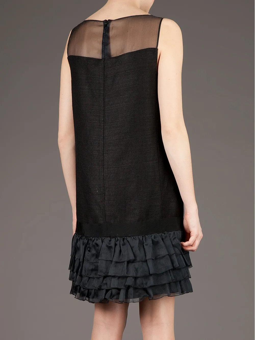Giambattista Valli Ruffle Hem Dress In Black