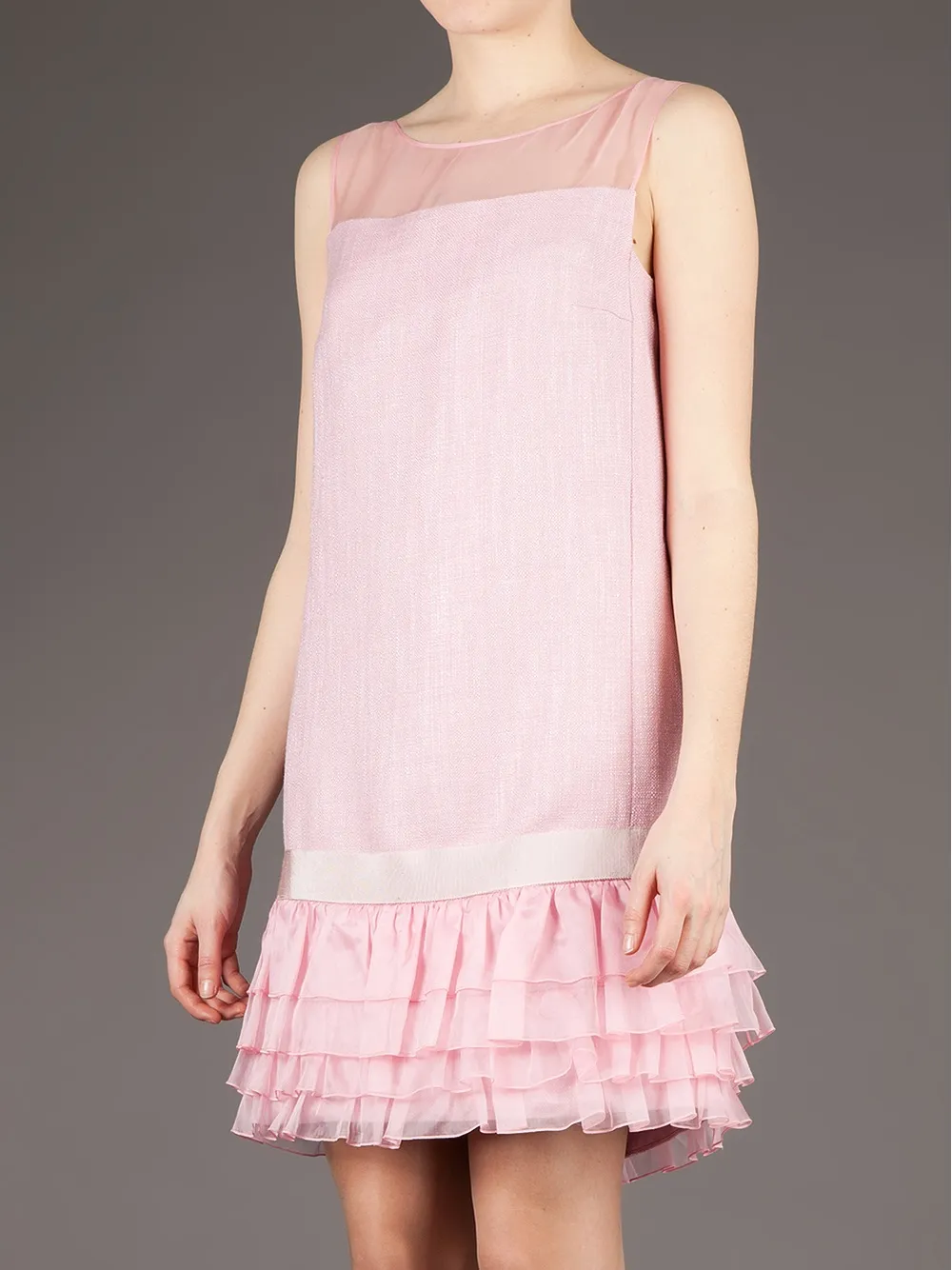 Giambattista Valli ruffled sleeveless dress Roze