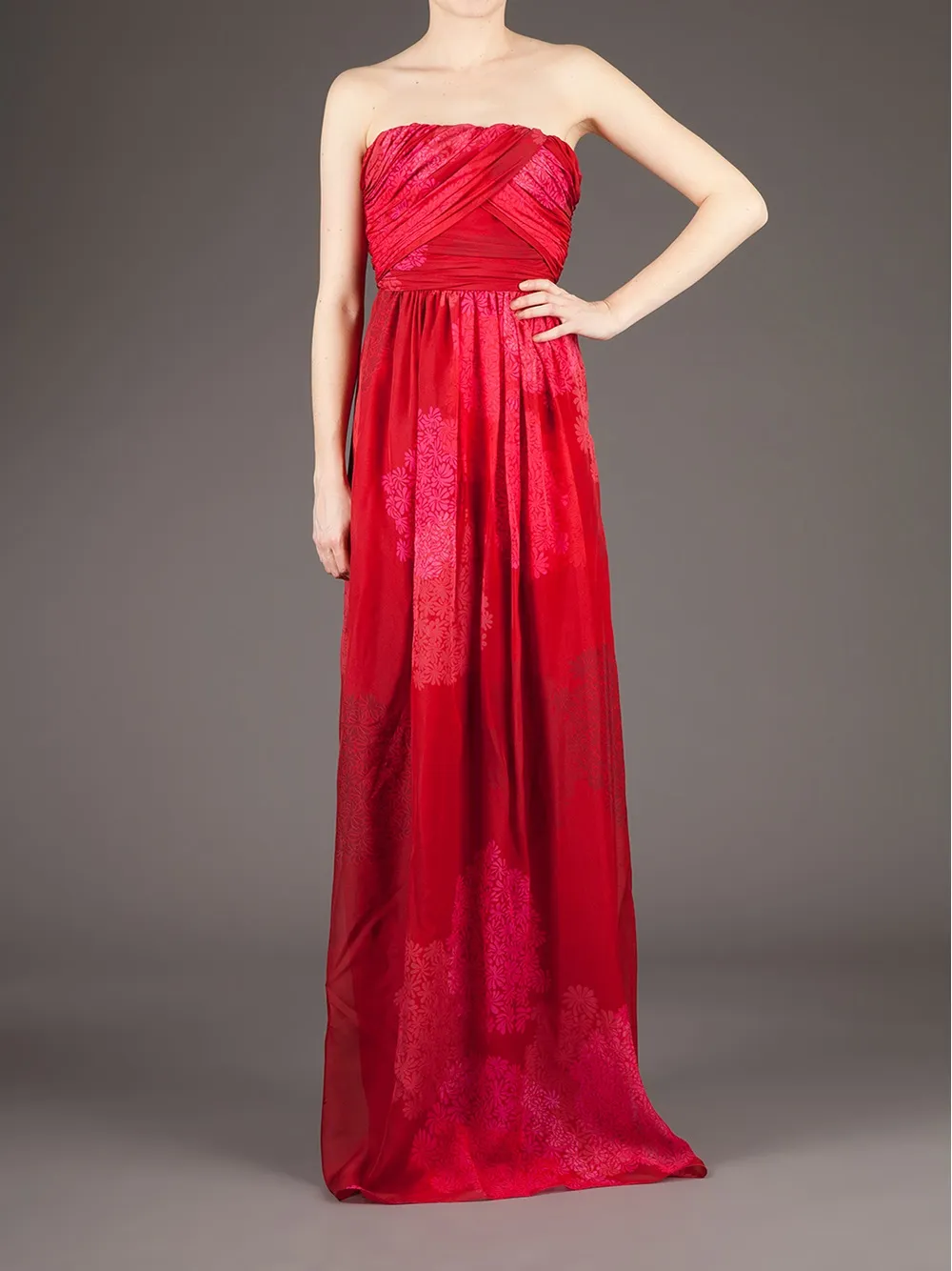 Giambattista Valli Floral Print Maxi Dress In Red