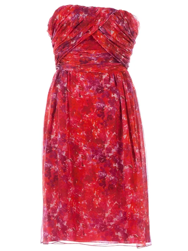 Giambattista Valli Printed Strapless Dress in Red