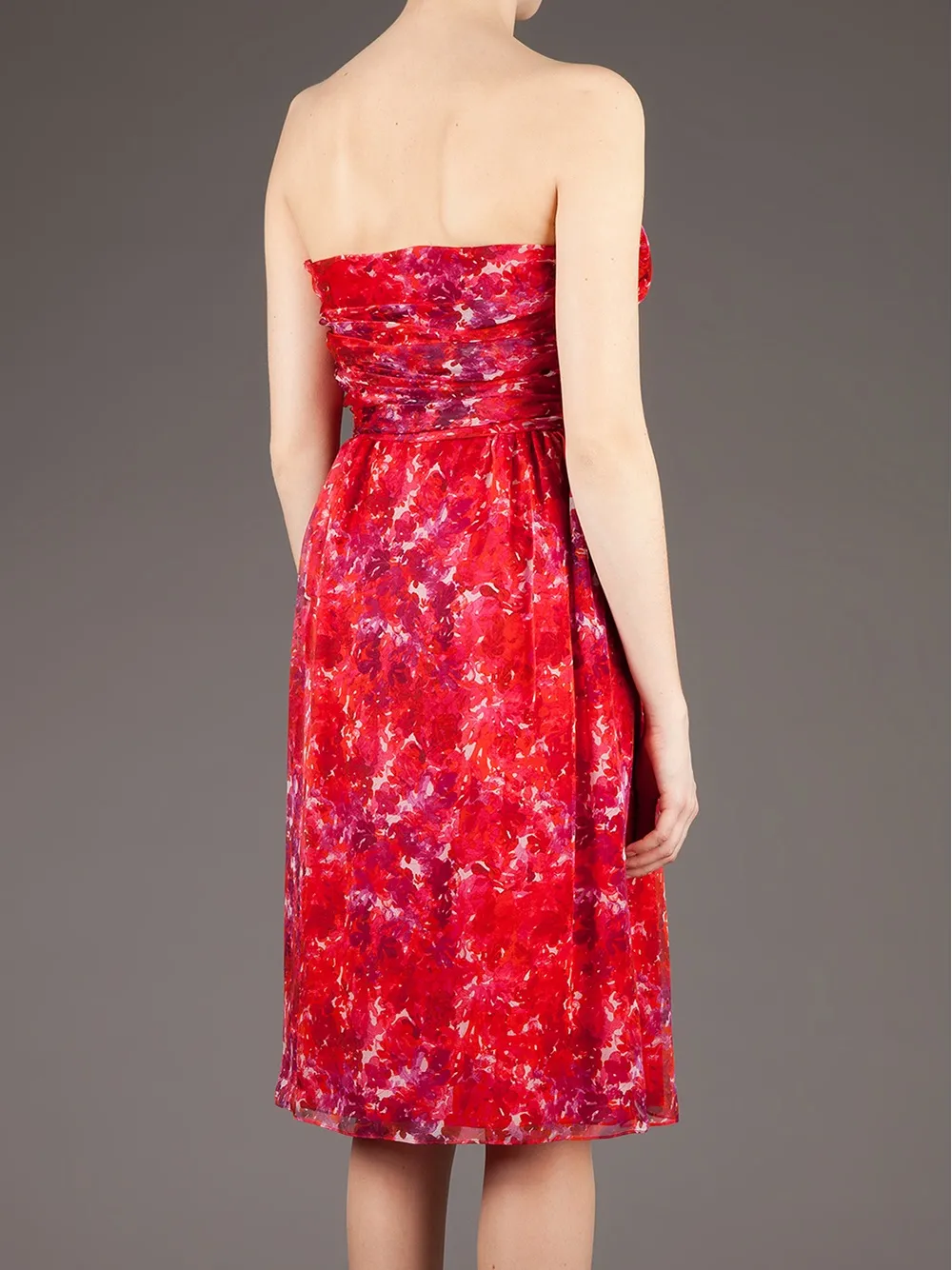 Giambattista Valli Printed Strapless Dress In Red