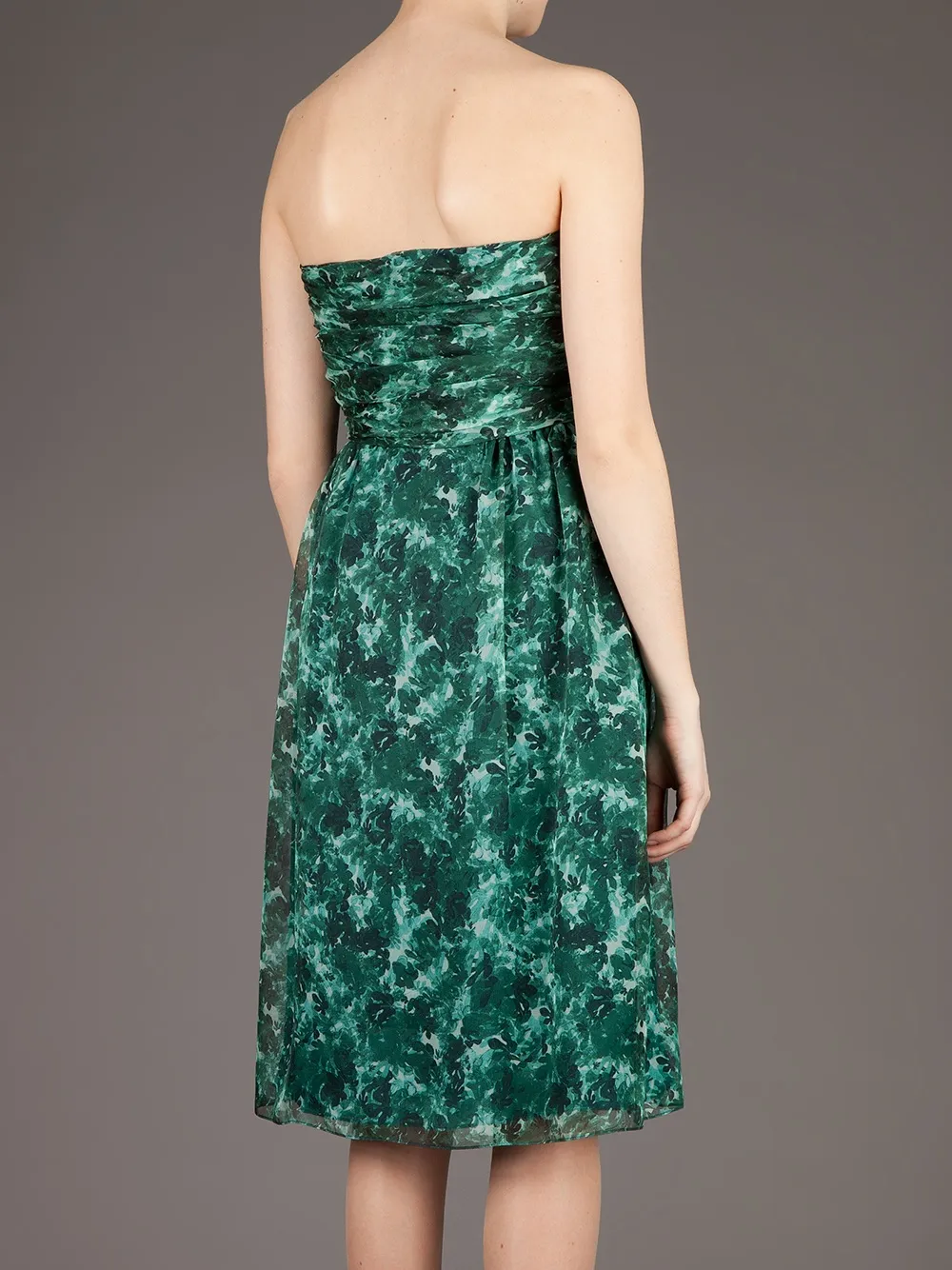 Giambattista Valli Printed Strapless Dress In Green