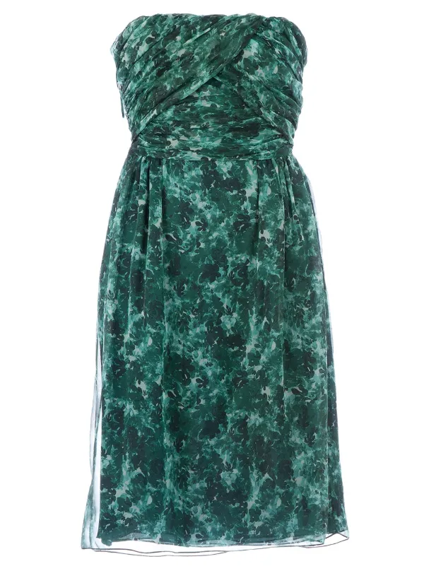 Giambattista Valli Printed Strapless Dress in Green