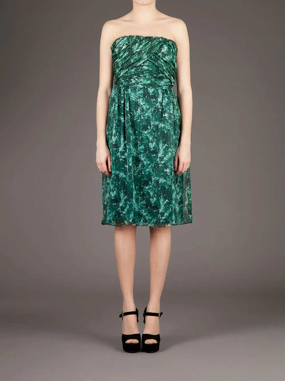 Giambattista Valli printed strapless dress - Groen