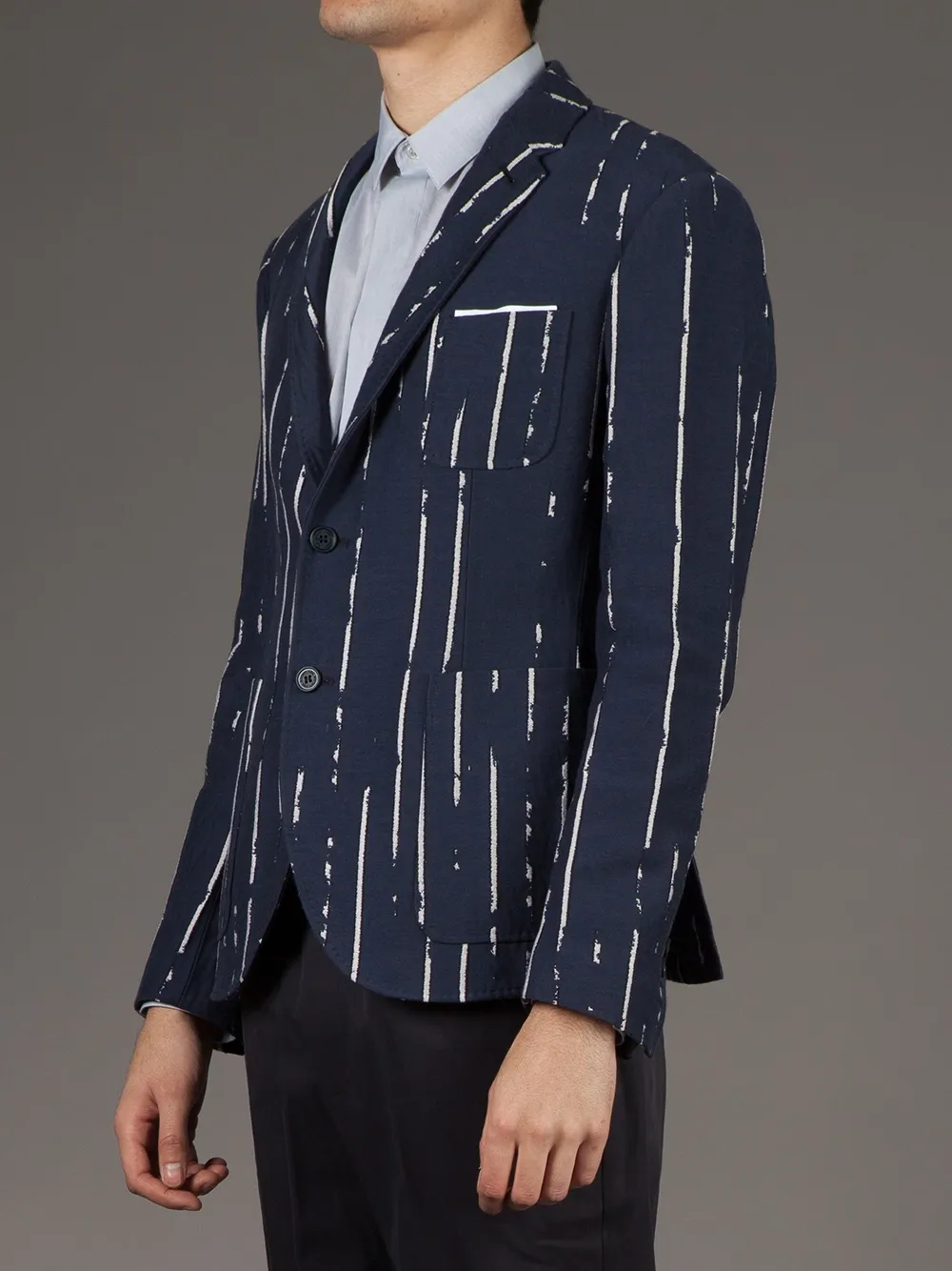 Neil Barrett Striped Bi-colour Blazer In Blue