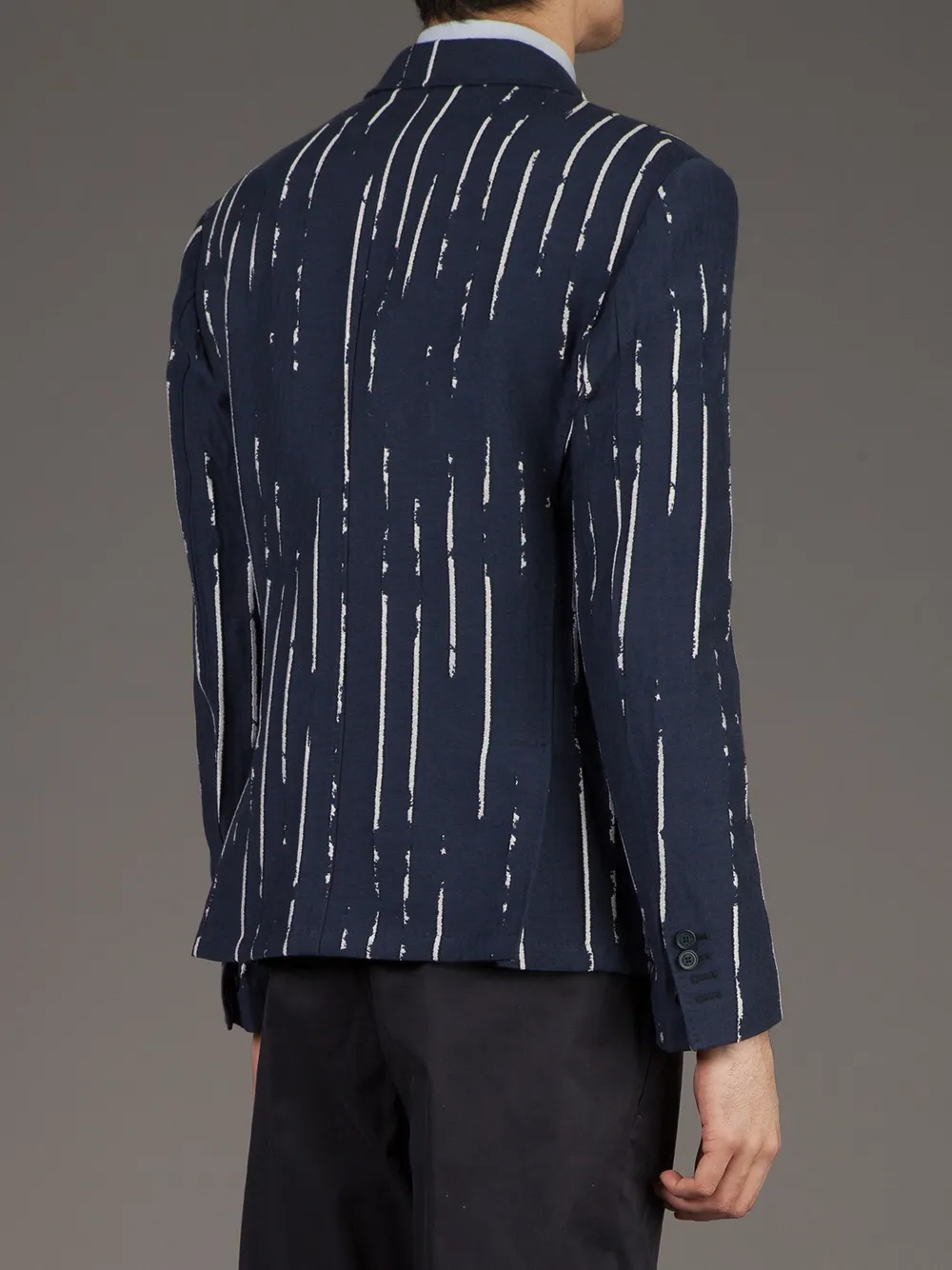 Neil Barrett Striped Bi-colour Blazer In Blue