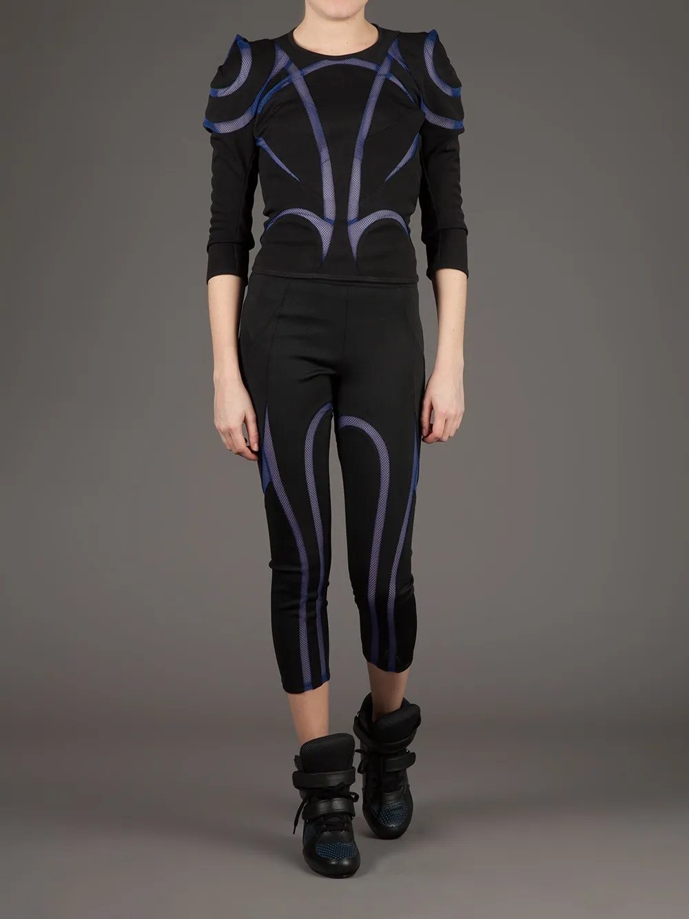 Junya Watanabe Bi-colour Mesh Legging In Black