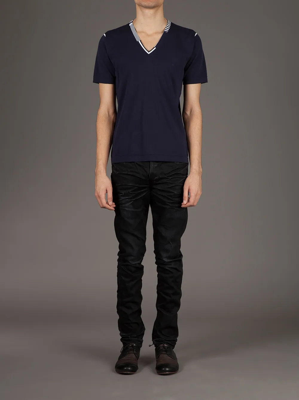 Side Slope v-neck t-shirt - Blauw