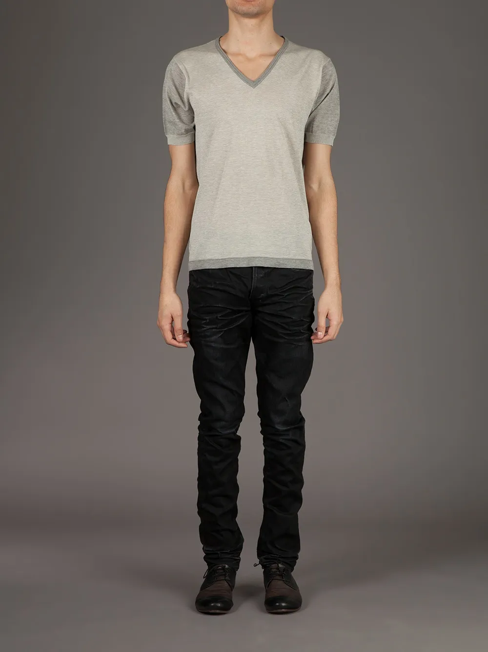 Side Slope v-neck t-shirt - Grijs