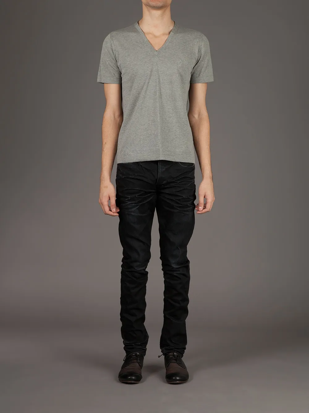 Side Slope v-neck t-shirt - Grijs