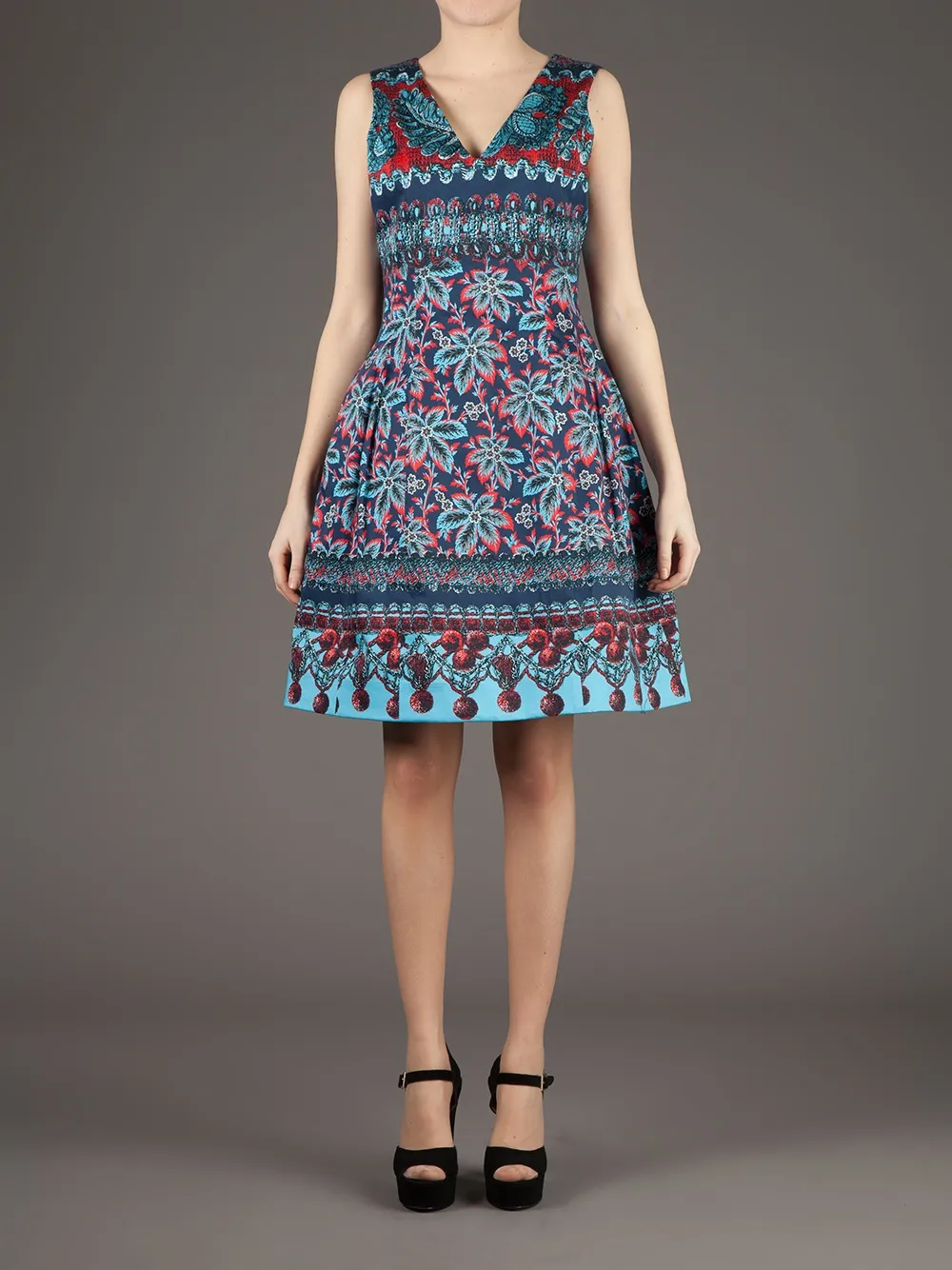 Linda Farrow printed lantern dress - Blauw