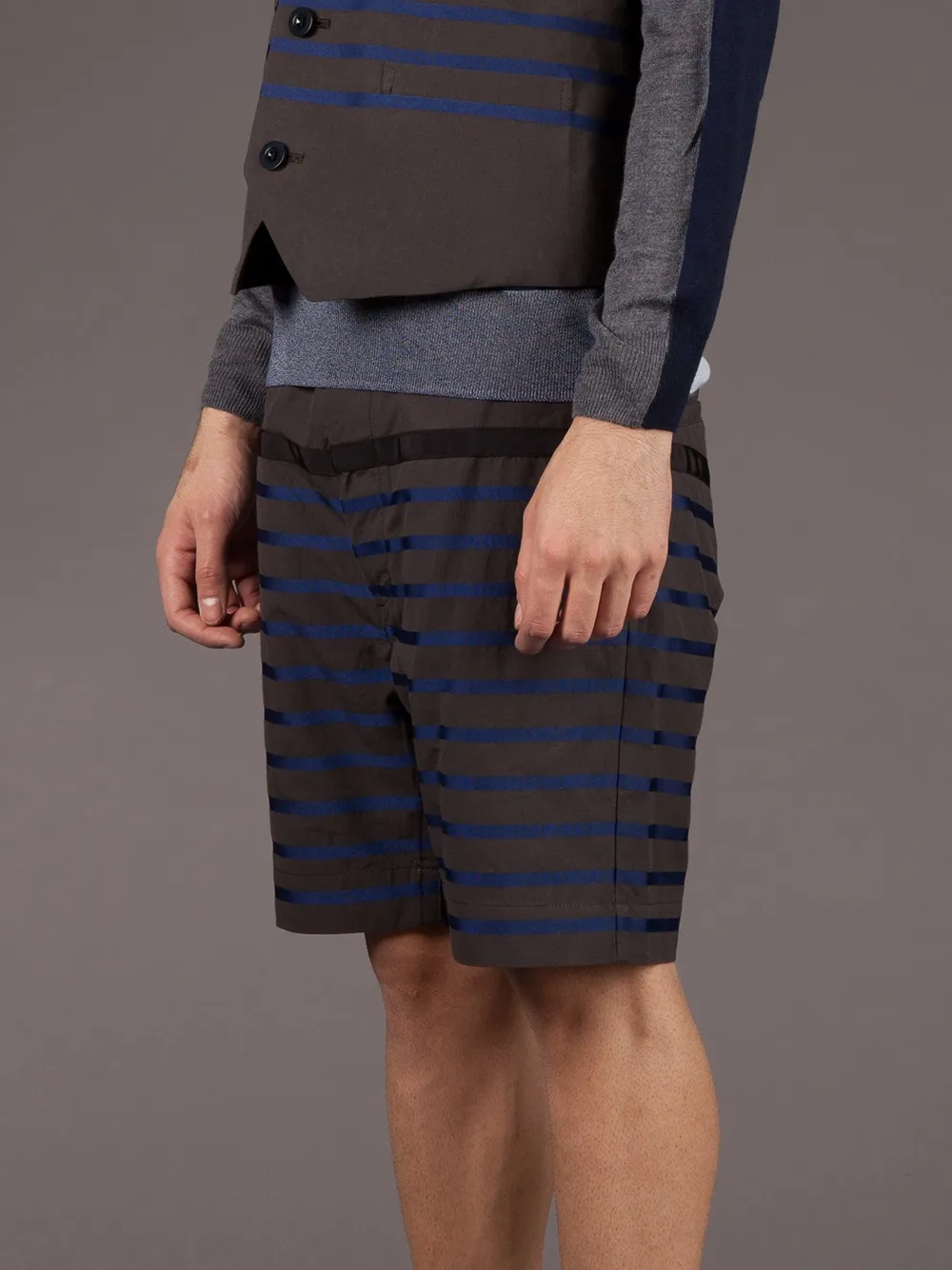  Sacai Striped Shorts   Braun 