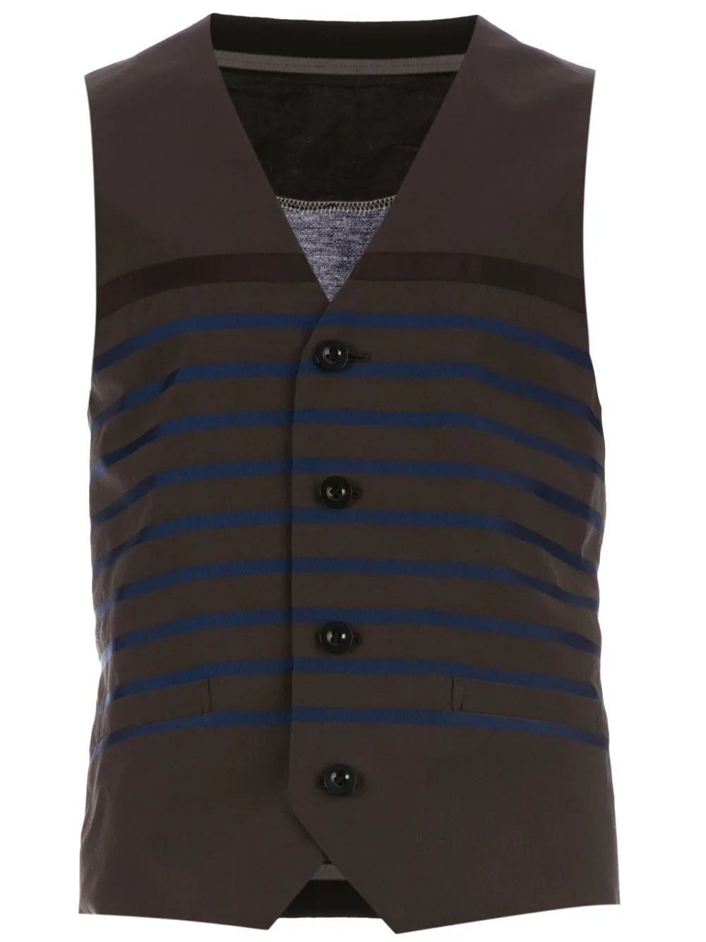 sacai striped waistcoat - Braun