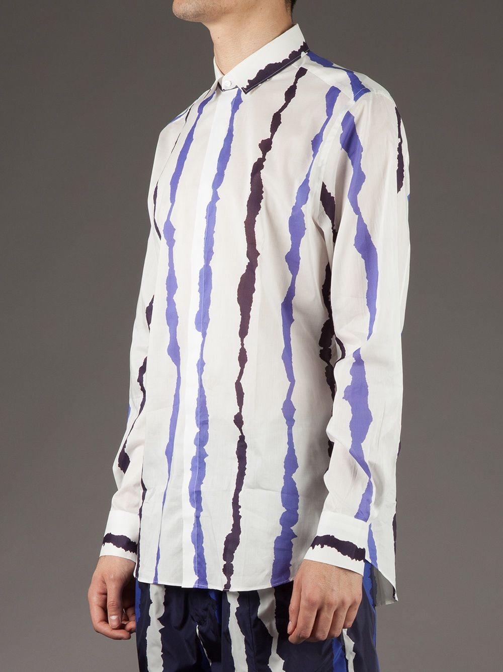 Neil Barrett Bleach Striped Shirt In White