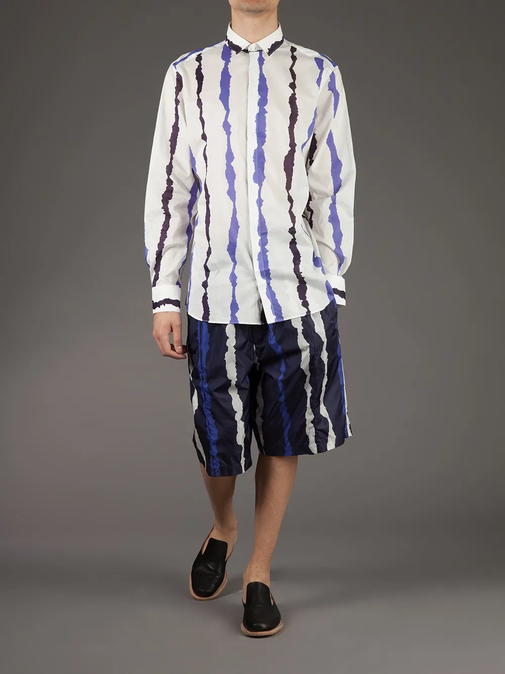 Neil Barrett Bleach Striped Shirt In White