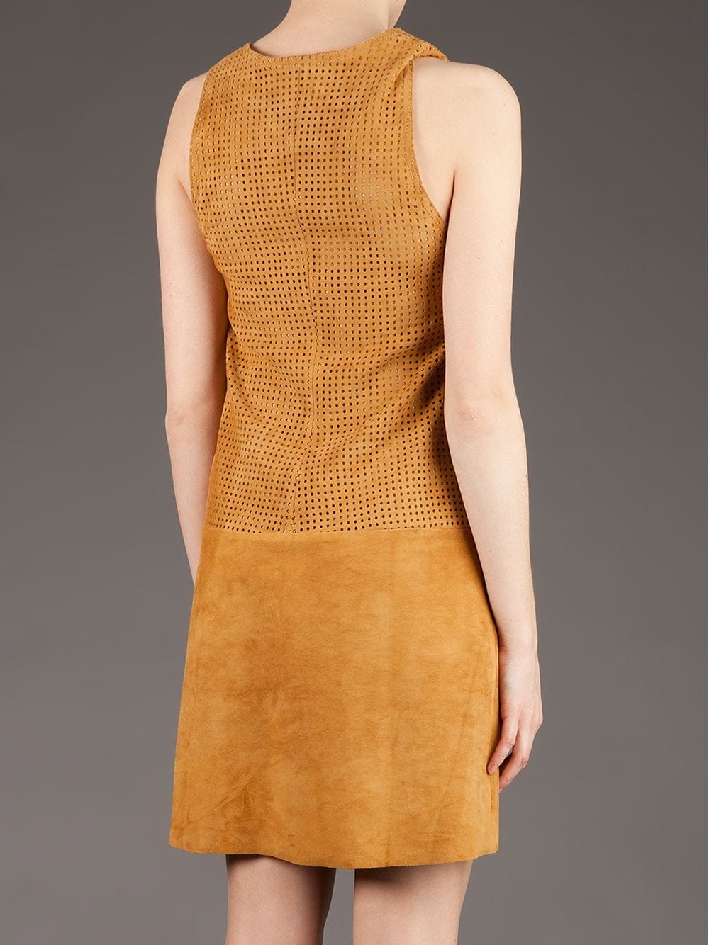 Shop Stouls Perforated Dress In Camel