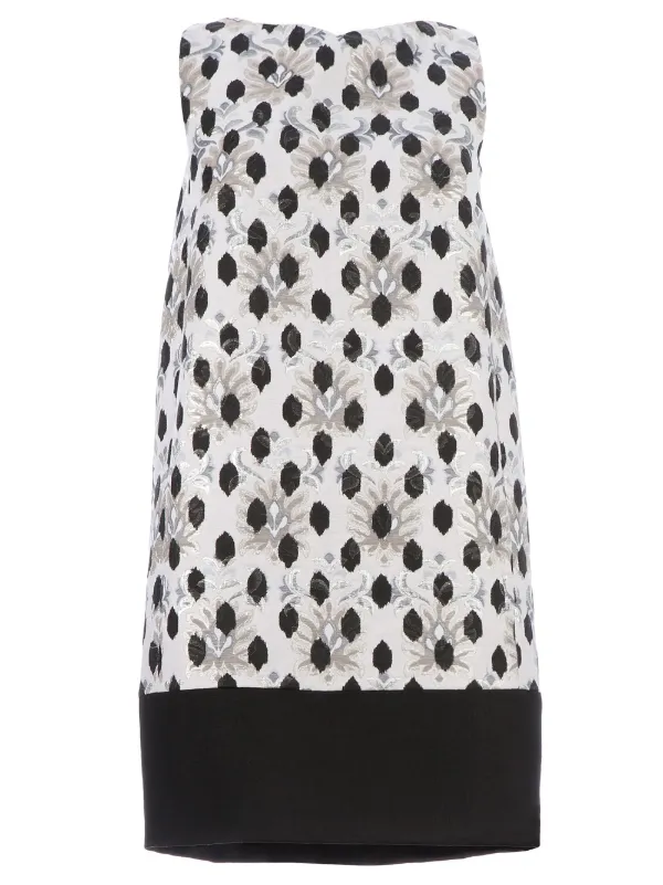 Giambattista Valli Polkadot Brocade Shift Dress in White