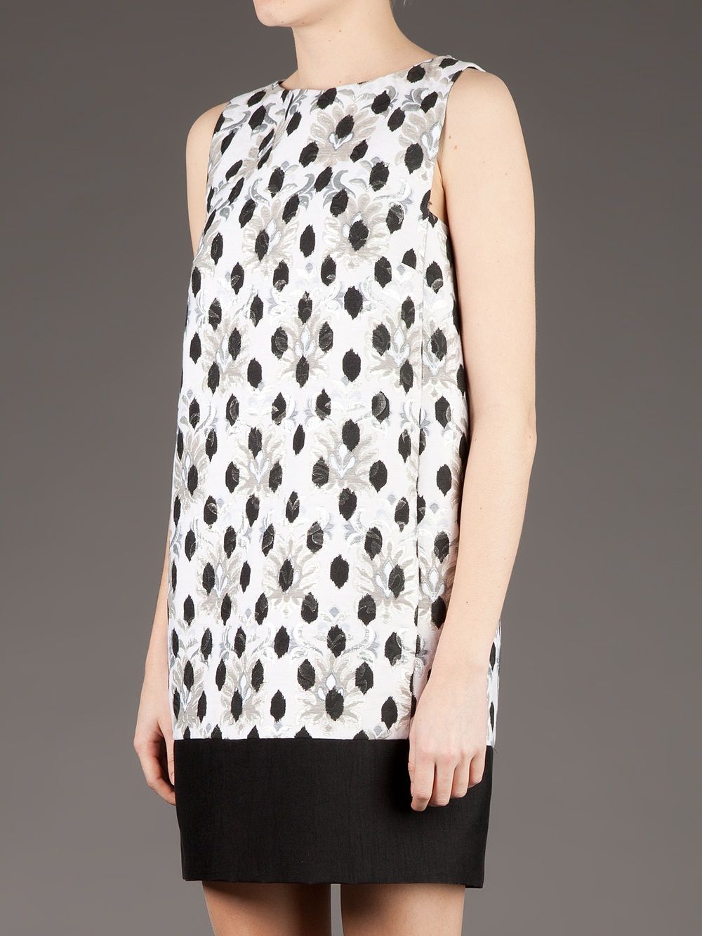 Giambattista Valli Polkadot Brocade Shift Dress In White