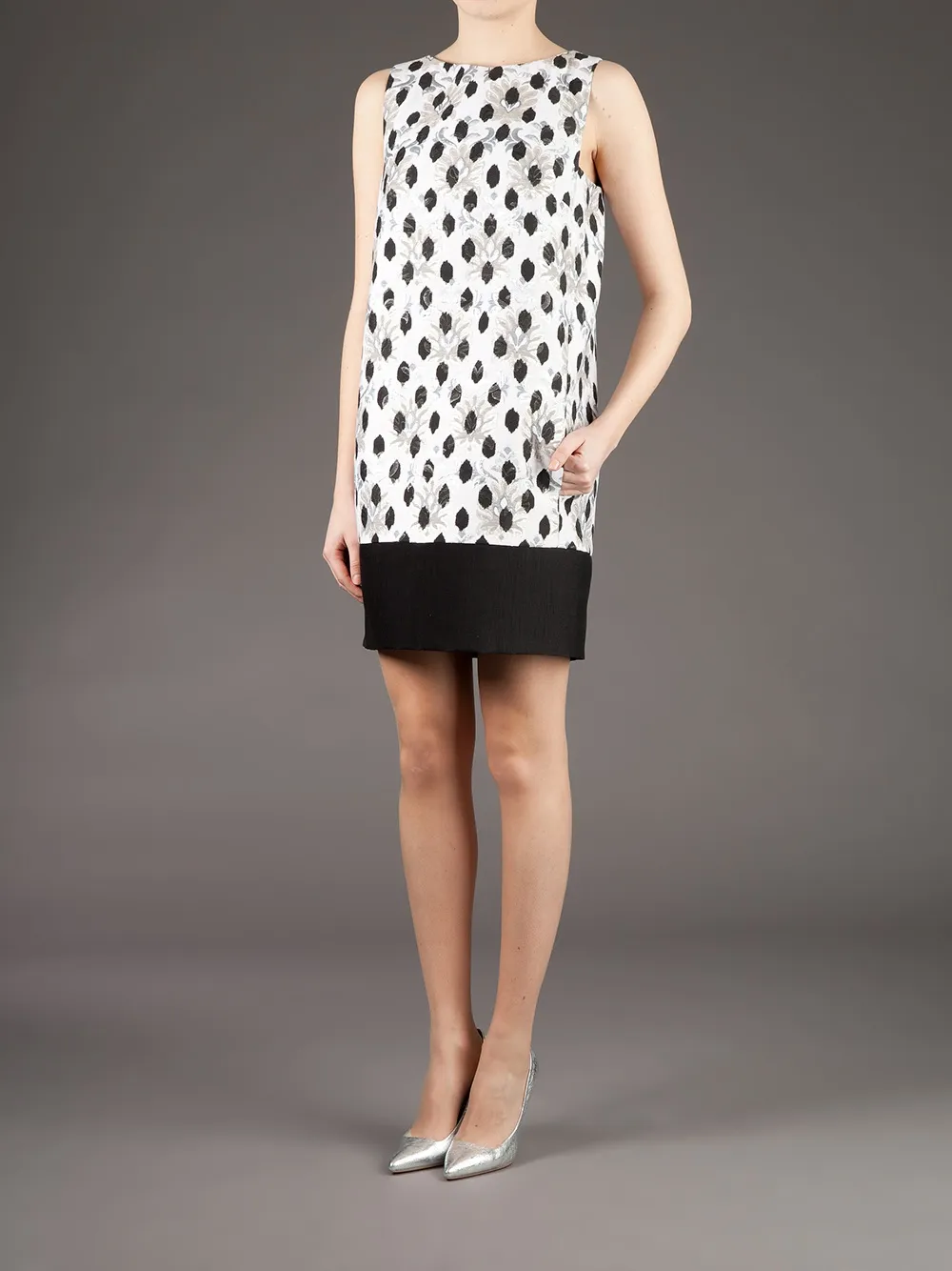 Giambattista Valli Polkadot Brocade Shift Dress In White