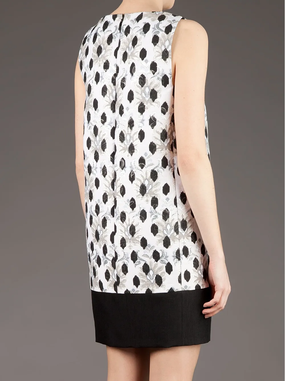Giambattista Valli Polkadot Brocade Shift Dress In White